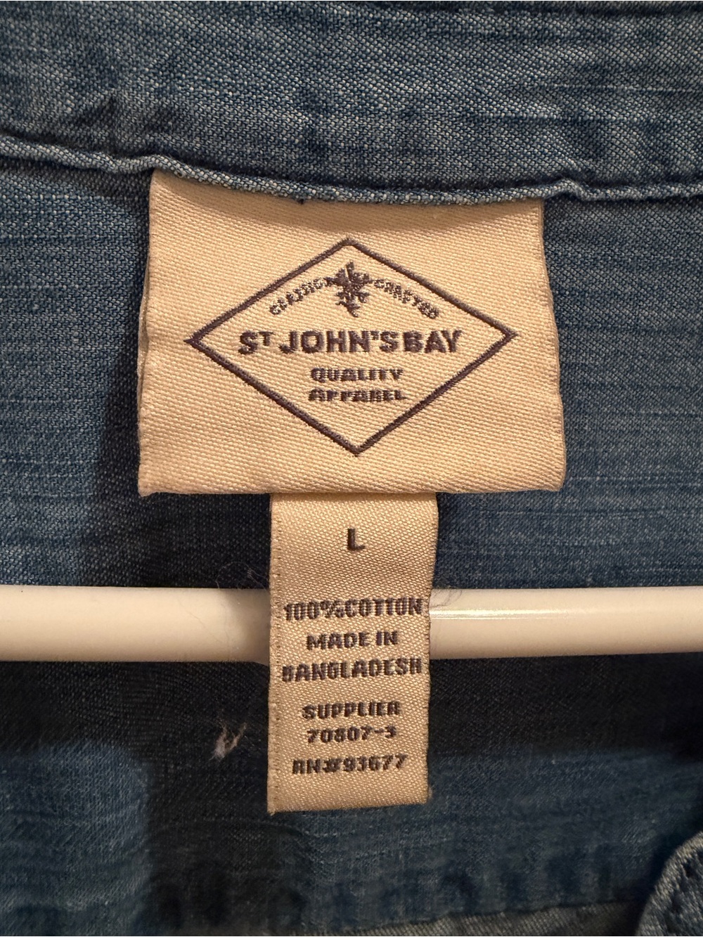 St John’s Bay Denim Dress Women’s Large Blue Sleeveless Cotton Button Front Mini - Picture 3 of 8